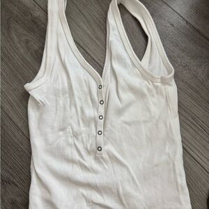Abercrombie & Fitch White Ribbed Tank Top